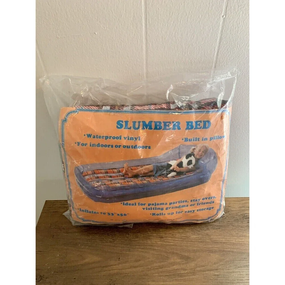 VTG 80s 90s Jobar International Slumber Bed Inflatable Mattress Pillow Pool Viny